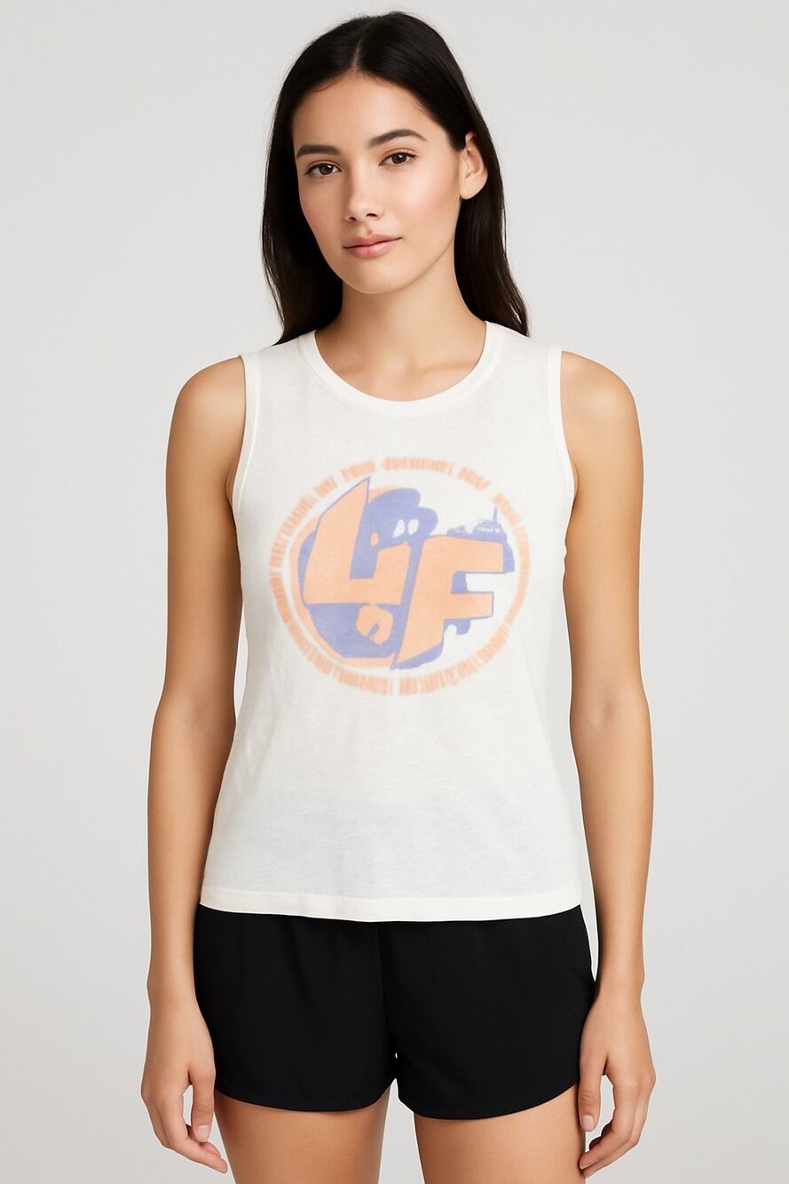 LF Brand White Muscle Tank Top Size S | Retro Logo Graphic